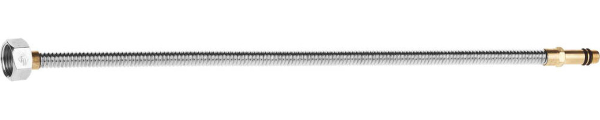 ЗУБР 1/2″, 0.4 м, гайка-штуцер, сильфонная подводка для смесителей с удлиненным штуцером (51013-040) — Фото 1